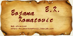 Bojana Komatović vizit kartica